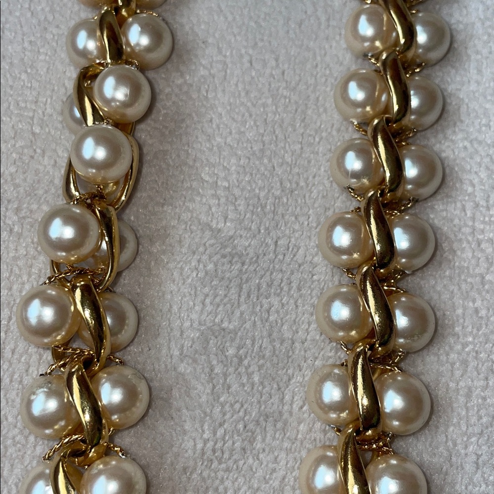 Vintage NAPIER Gold & Pearl Chain Necklace. 18” - Picture 6 of 6
